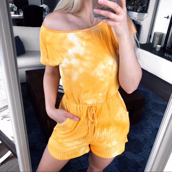 🟠 ORANGE TIE-DIE RIBBED ROMPER! - Picture 4 of 10